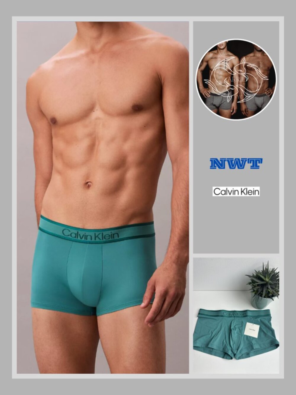 Calvin Klein - Tonal Logo Low Rise Trunk - Lively Teal (L)